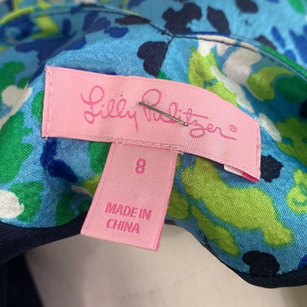 Lilly Pulitzer blue print silk with pockets dress - Picture 9 of 10
